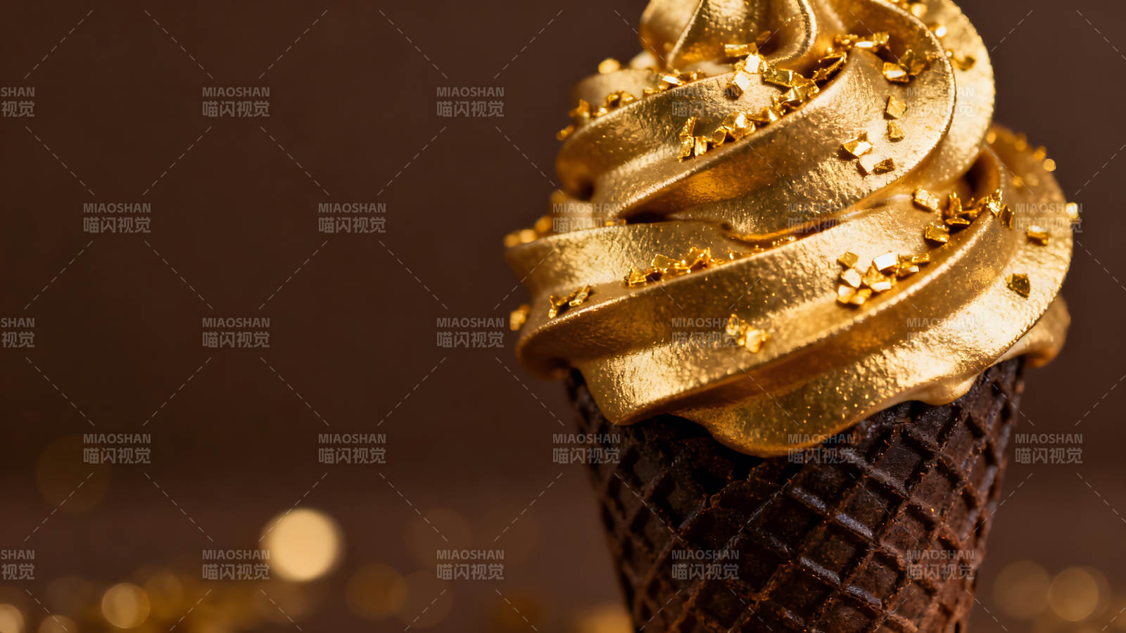 金色冰淇淋特寫鏡頭美味甜點圖片