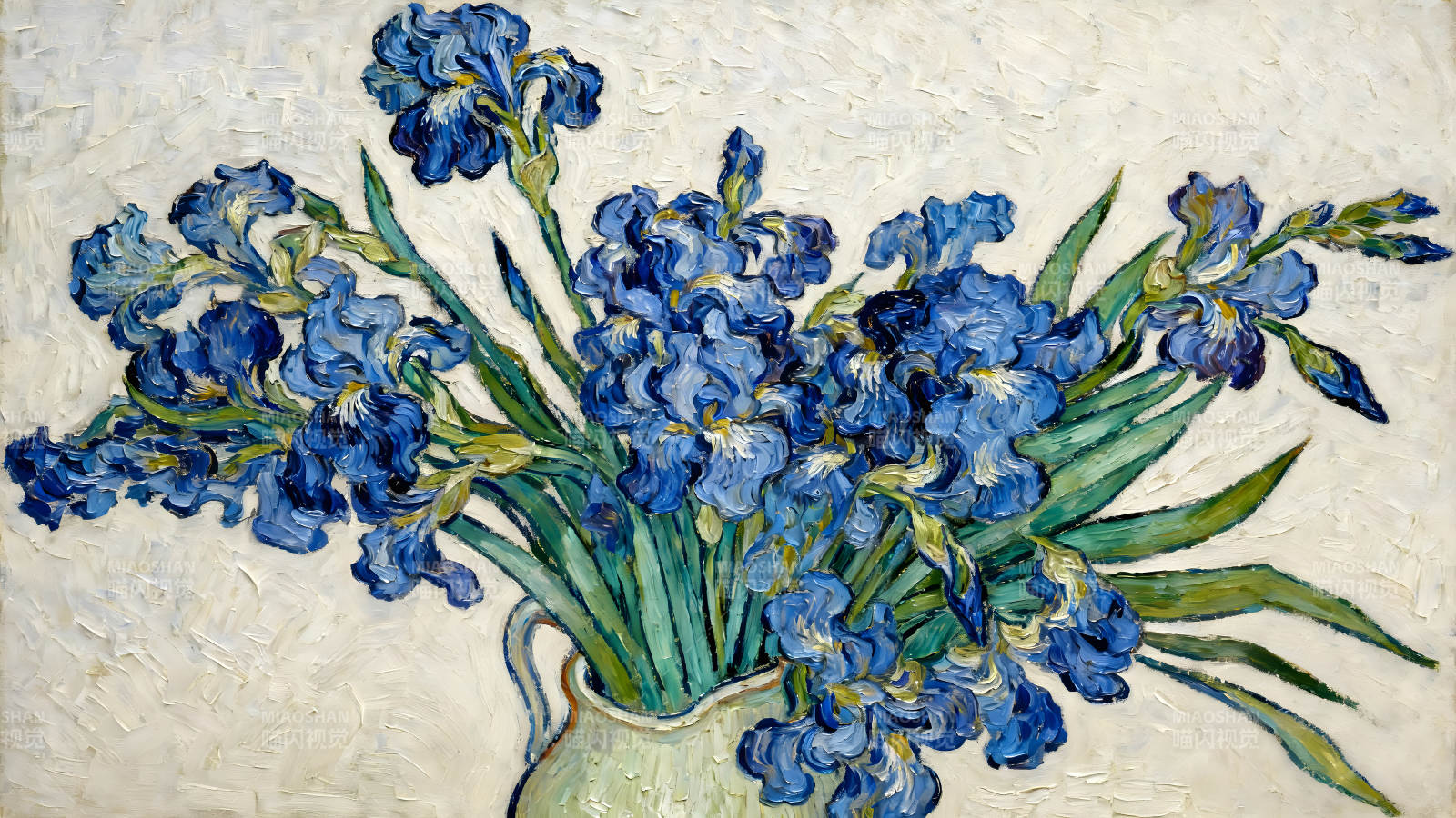 文森特·梵高的蓝色鸢尾花绘画-图片