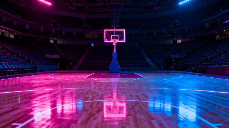 篮球场炫彩灯光氛围-图片