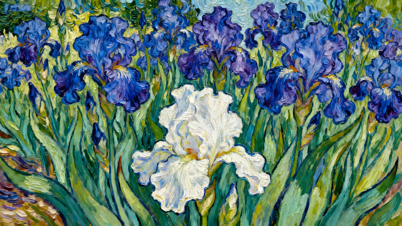 梵高风格的鸢尾花绘画-图片