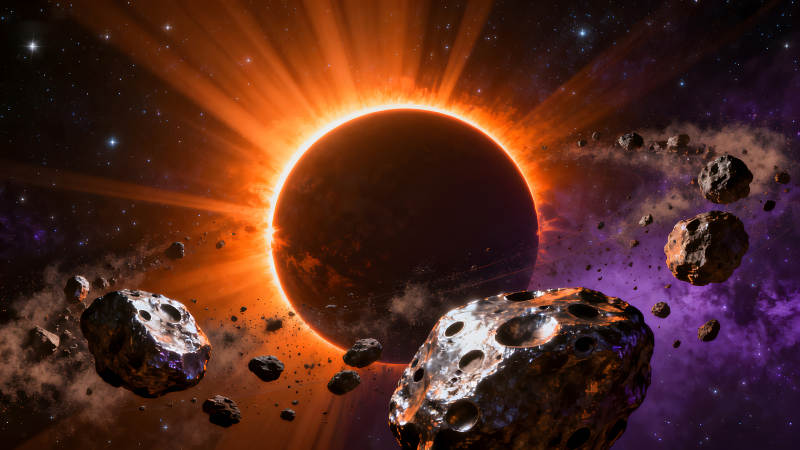 宇宙行星与小行星的视觉盛宴-图片