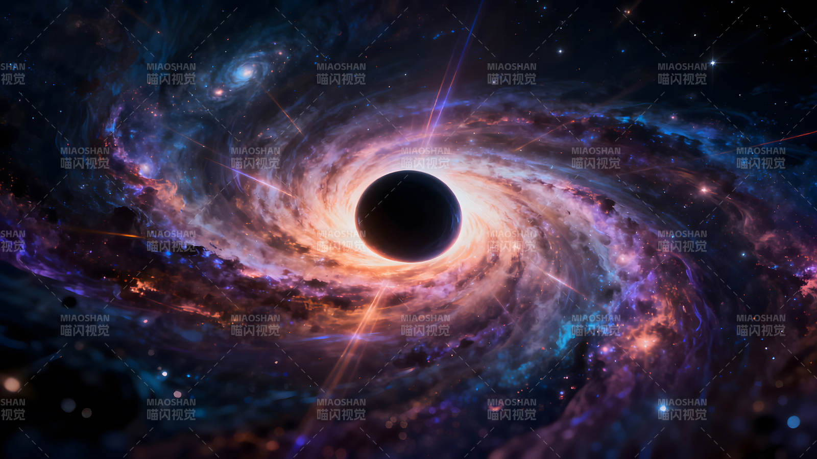 黑洞吞噬星云梦幻星空漩涡-图片