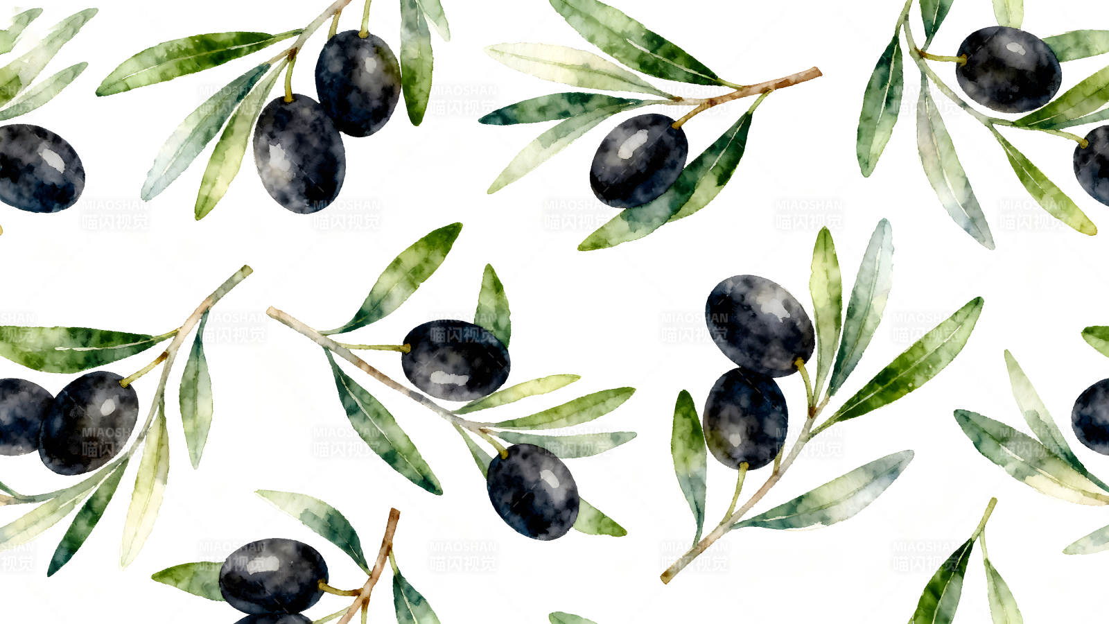 水彩橄欖枝圖案背景圖片