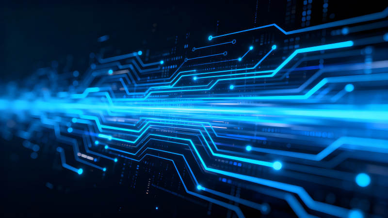 蓝色电路板科技感十足-图片