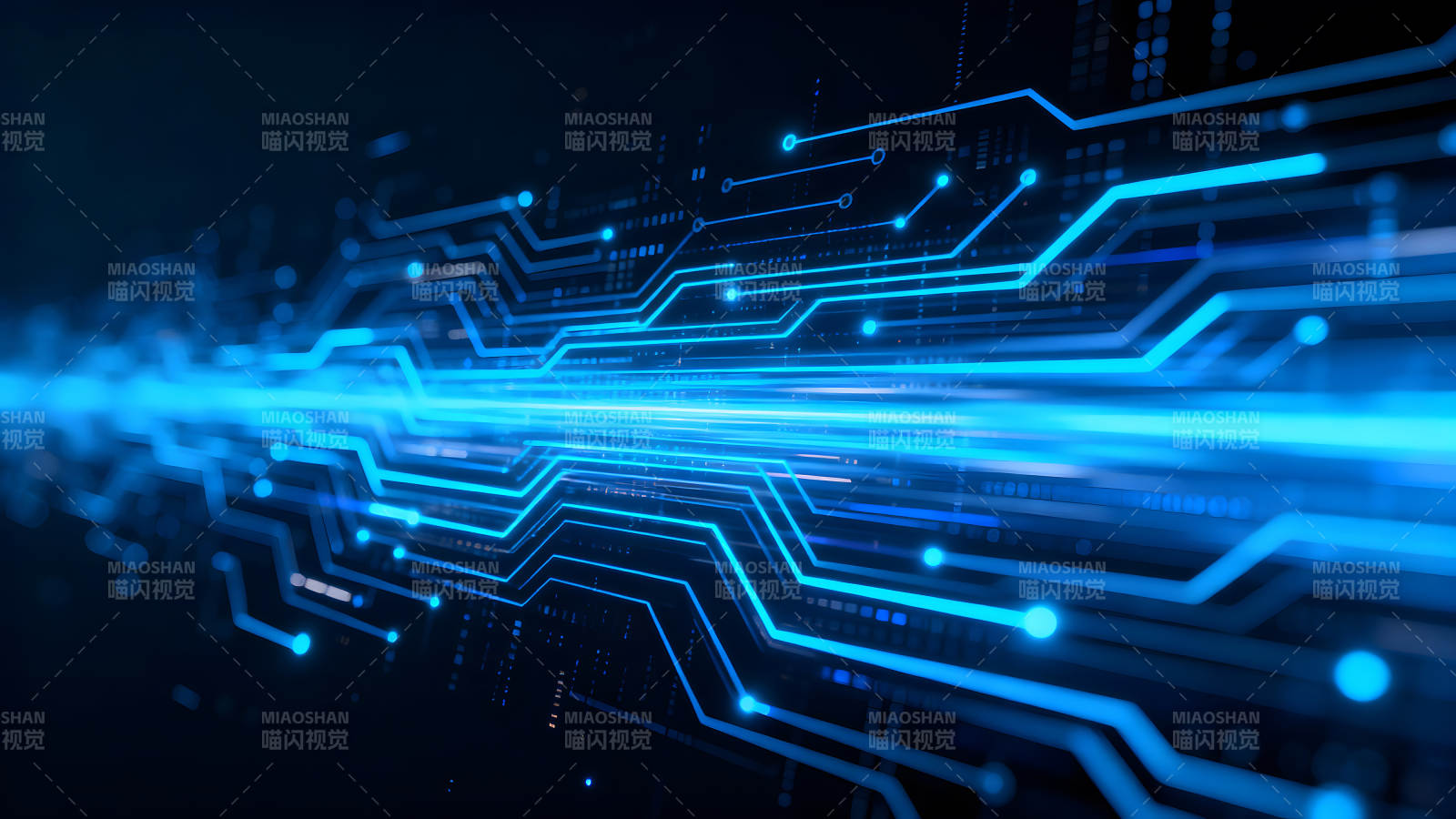 蓝色电路板科技感十足-图片