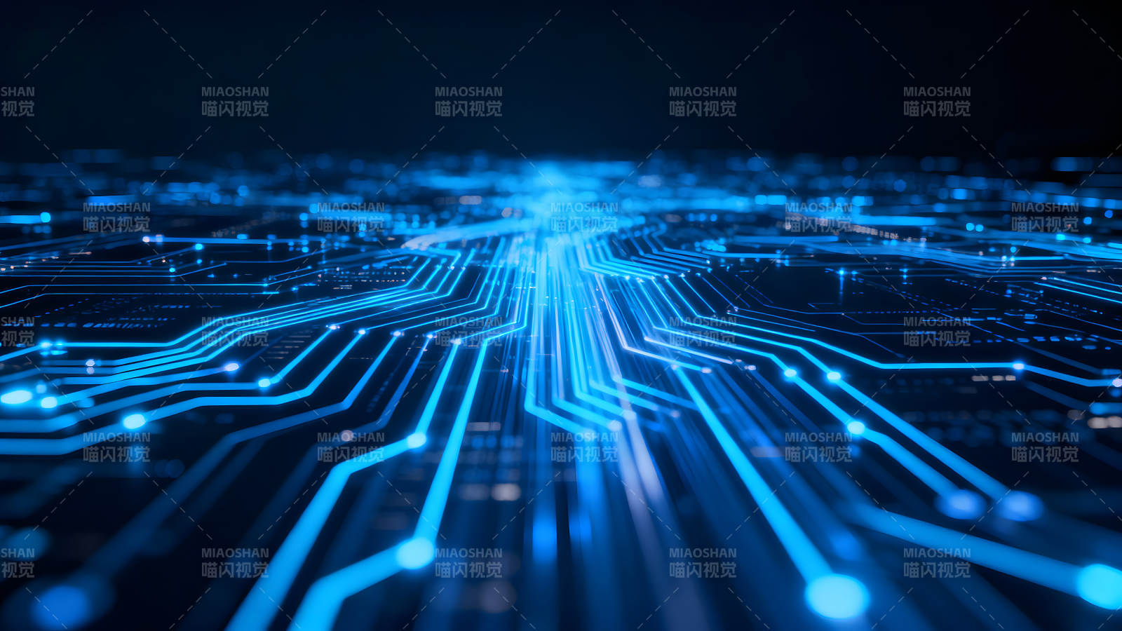 電路板科技感藍(lán)色光線-圖片