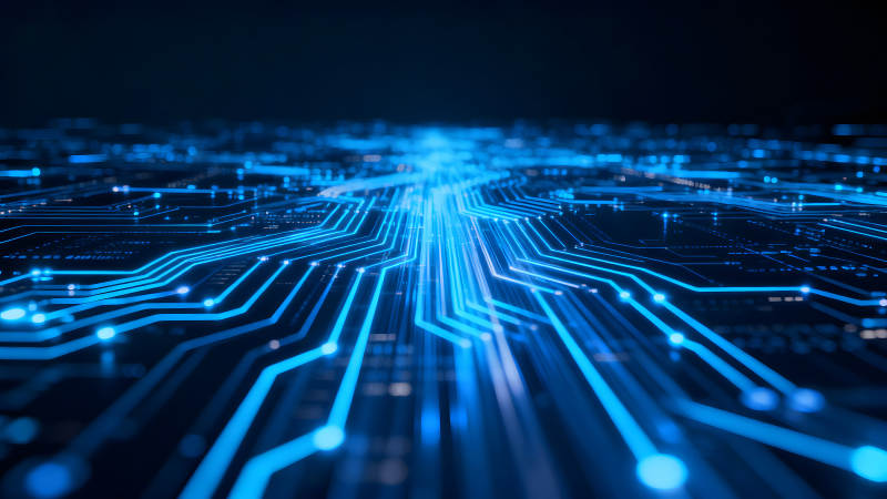 電路板科技感藍(lán)色光線-圖片