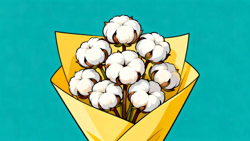 棉花束插画黄纸包装-图片