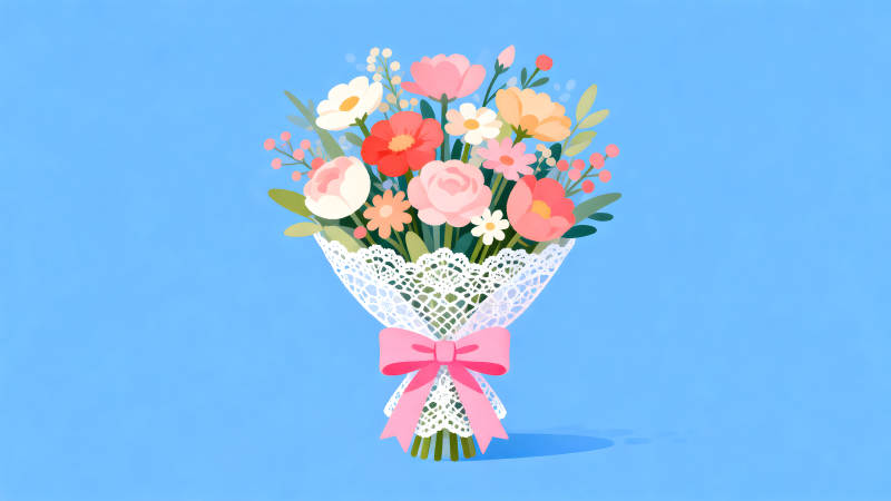 鲜花束插画设计清新雅致-图片