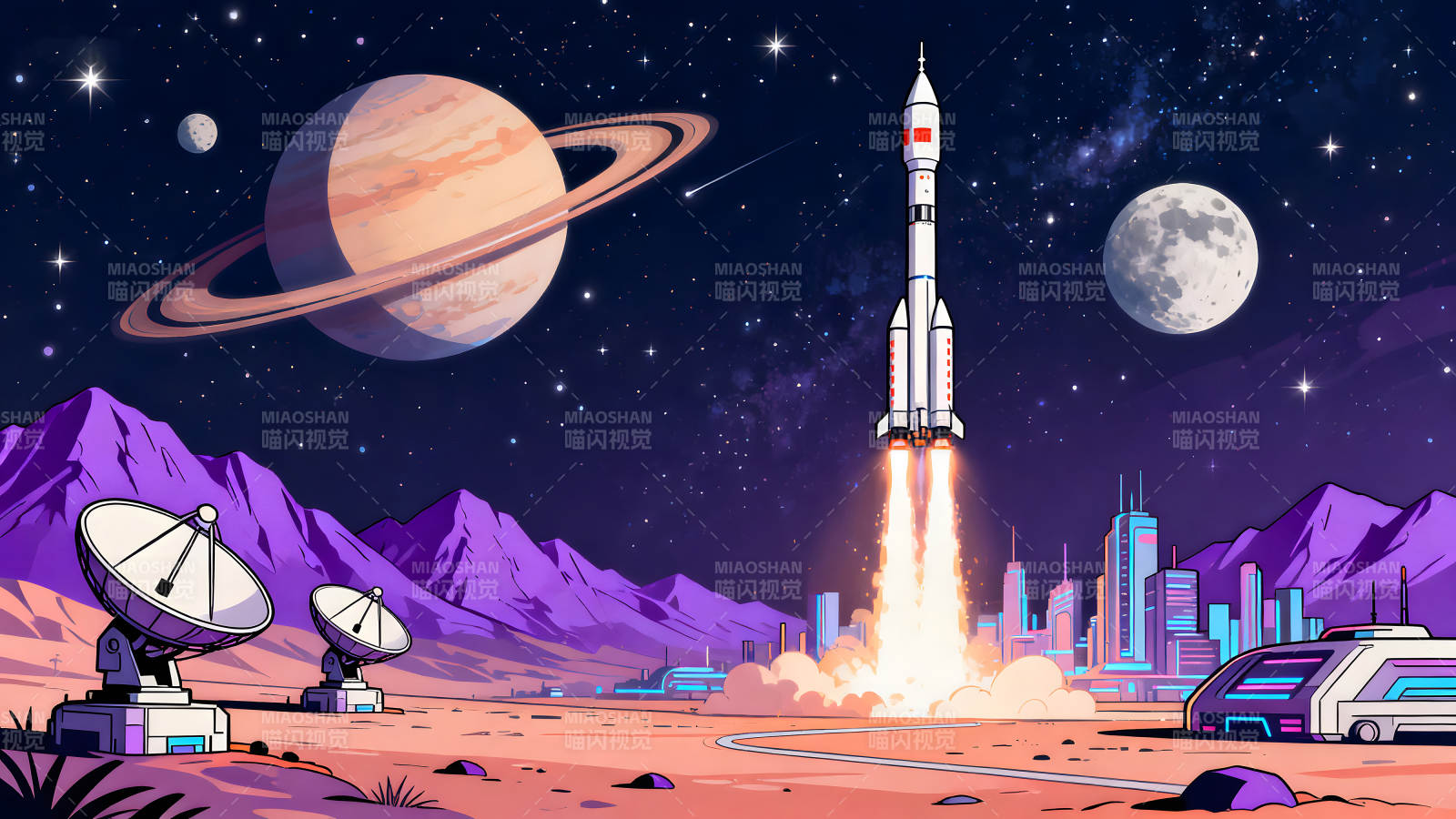 太空发射与行星景观-图片