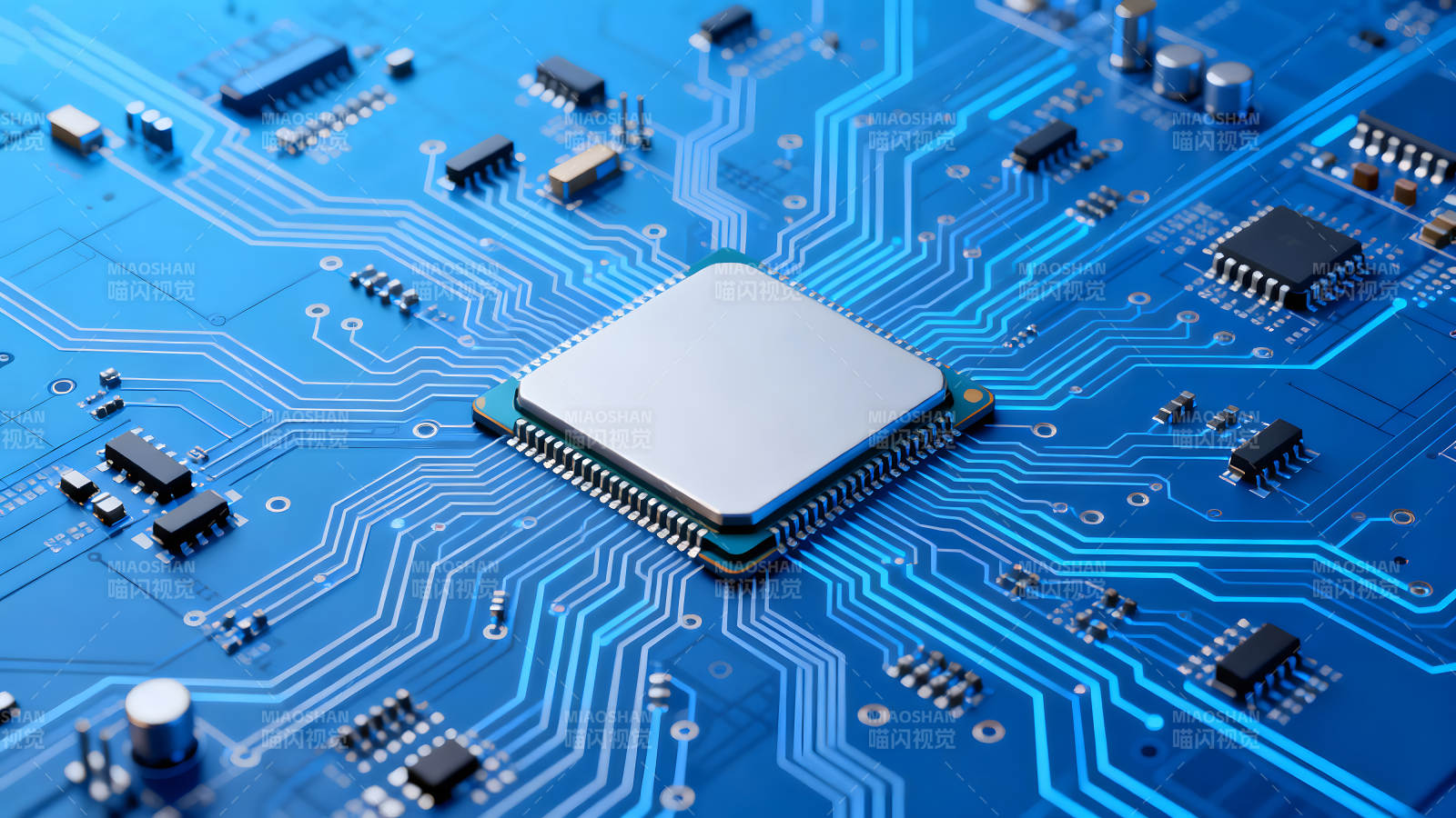 电路板芯片特写科技感十足-图片