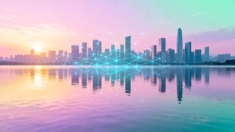 城市夜景与科技互联的唯美画面-图片