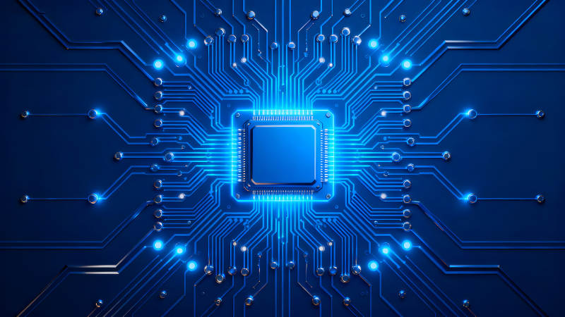 蓝色芯片电路板图-图片