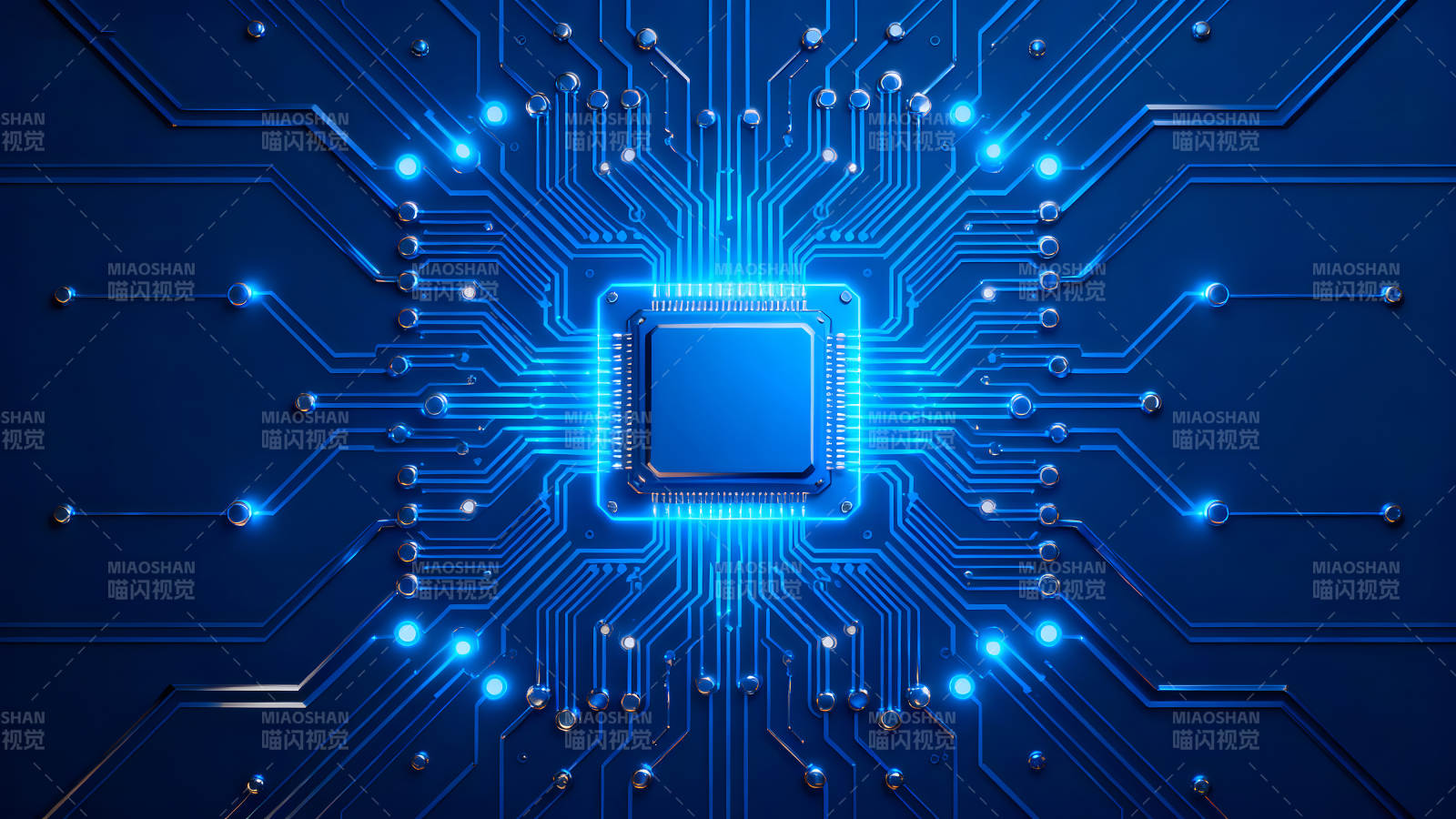 蓝色芯片电路板图图片