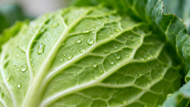 翠绿叶片沾满水珠清新自然细节纹理-图片