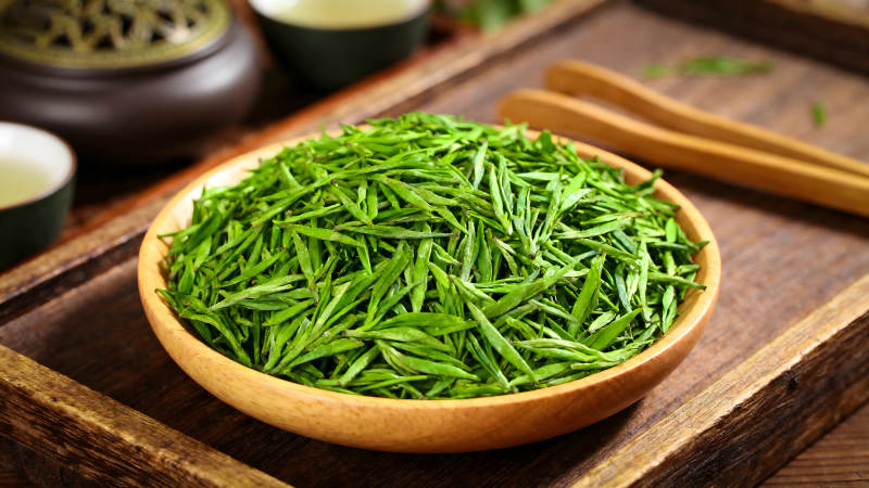 一盘绿茶清新雅致细节丰富图片