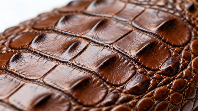 鳄鱼皮革细节展示棕色质感-图片