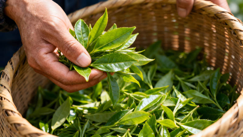 采摘茶叶的瞬间-图片