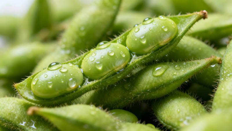 新鮮青豆晶瑩剔透鮮嫩欲滴-圖片