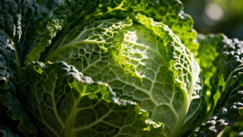 翠绿包菜特写光线照射清晰-图片