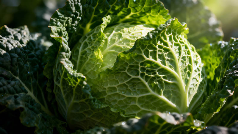 翠綠卷心菜特寫(xiě)陽(yáng)光照耀-圖片