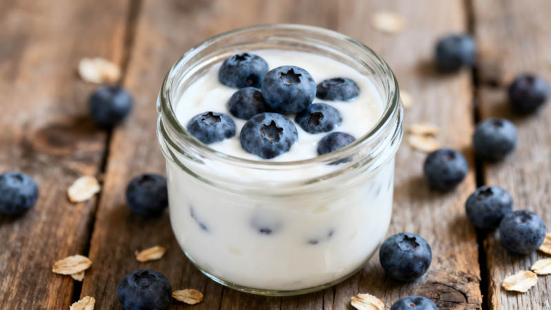 玻璃罐里的藍(lán)莓酸奶圖片