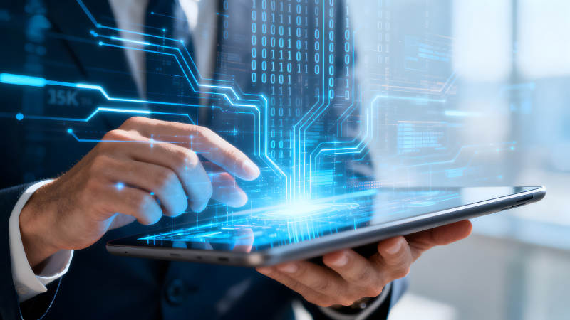 科技与商务人士使用平板电脑-图片