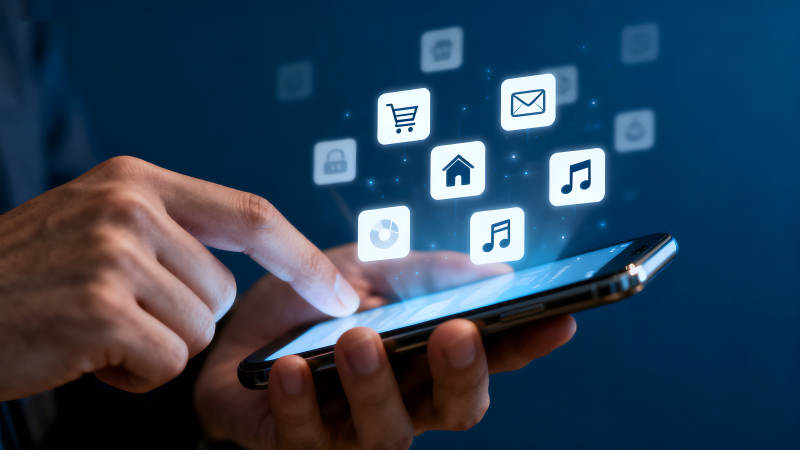 手机界面图标与手势交互展示图片