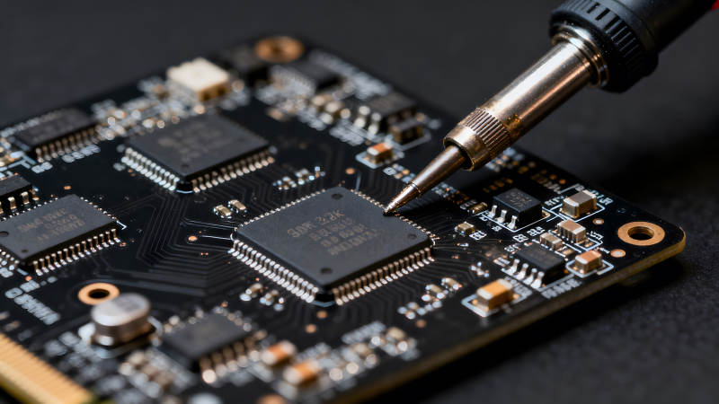 电路板焊接特写画面-图片