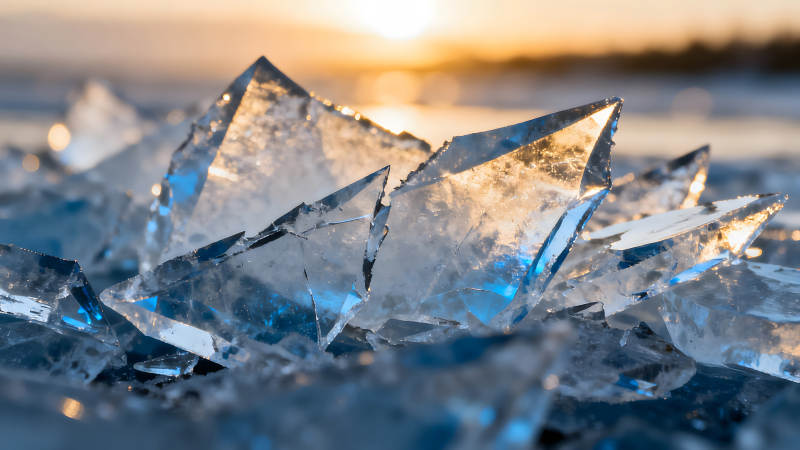 冰晶破碎陽光灑落的景象-圖片