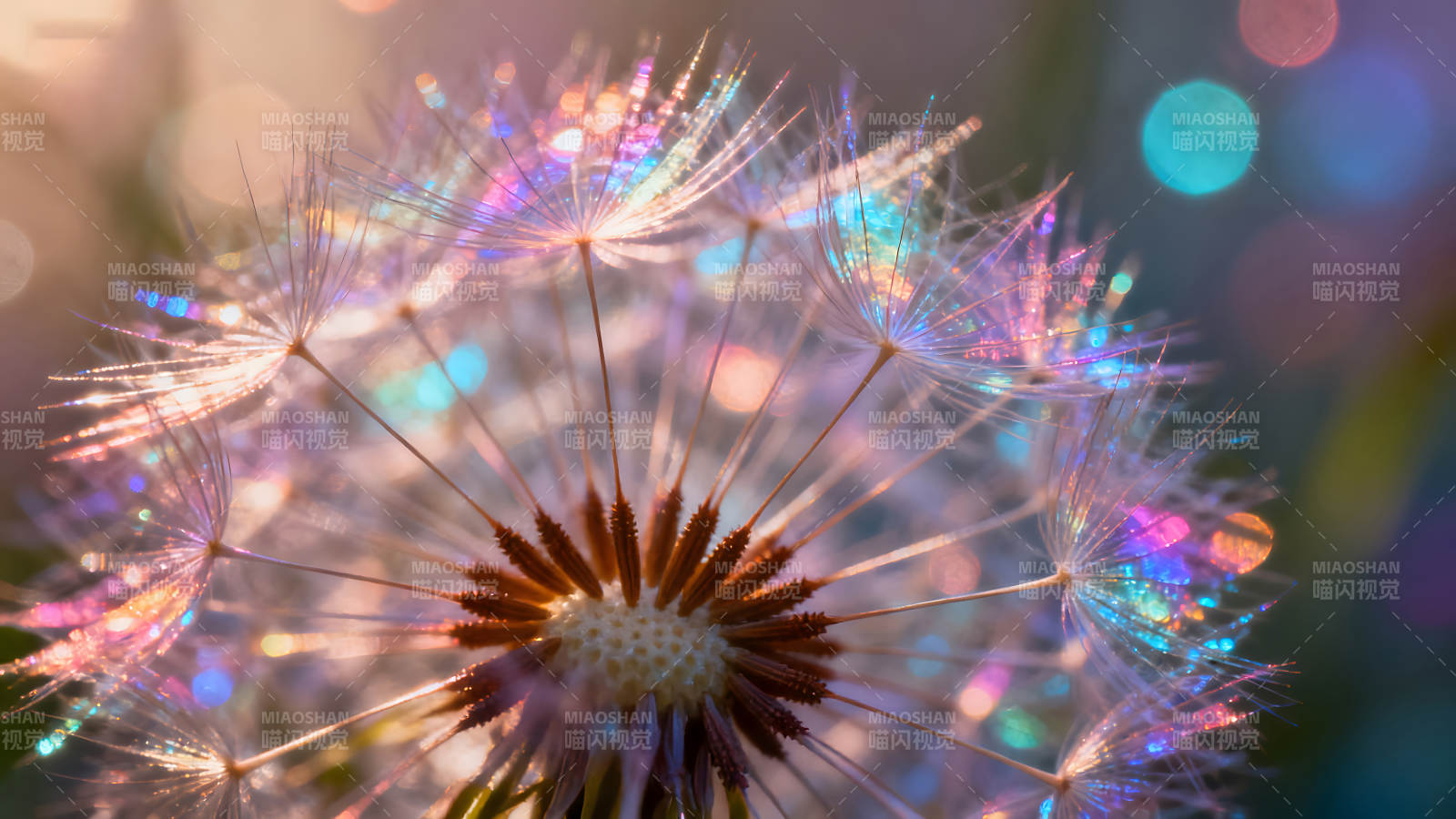 蒲公英轻盈飘逸闪耀着绚丽光芒-图片