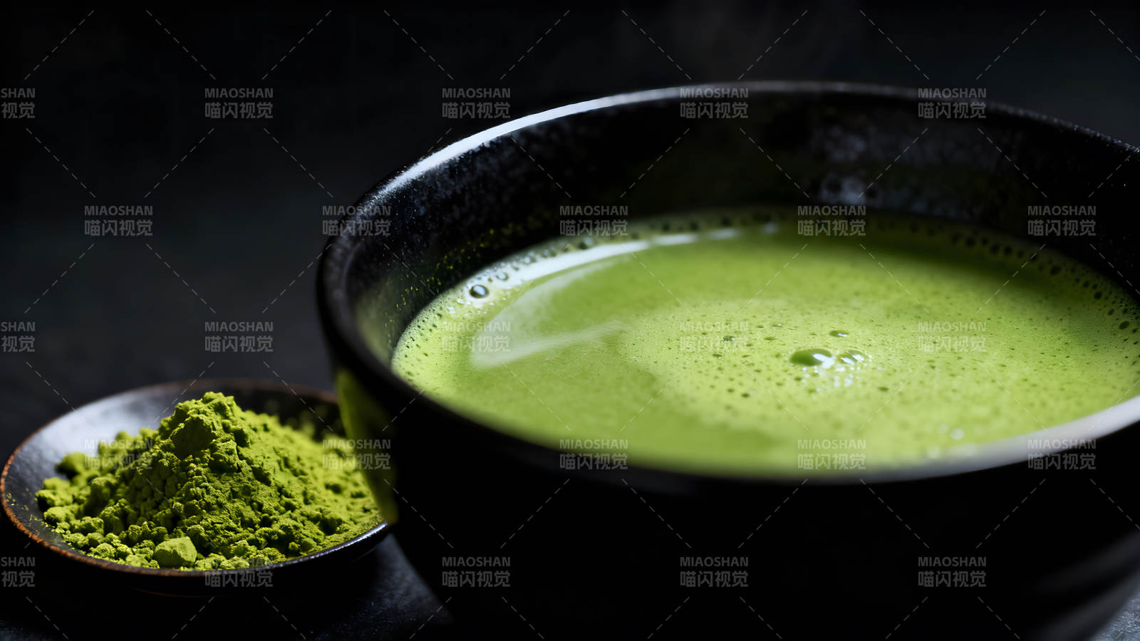 抹茶和粉末的特寫鏡頭-圖片