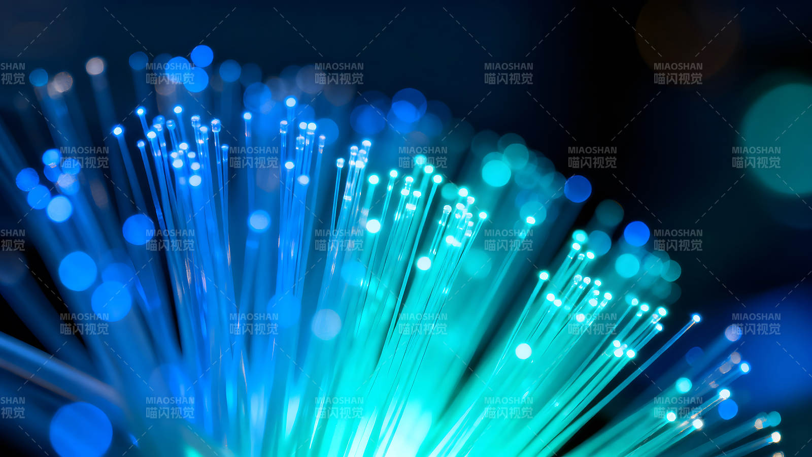 光纖特寫藍色光芒技術之美-圖片