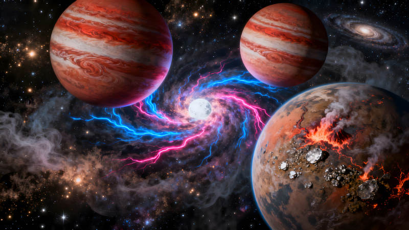 宇宙行星奇觀絢麗多彩的星際景象-圖片