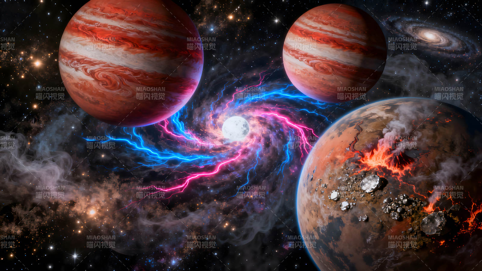 宇宙行星奇觀絢麗多彩的星際景象-圖片