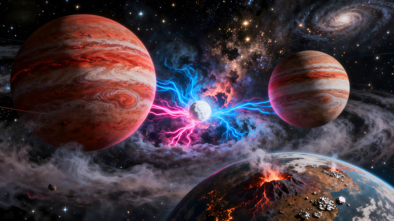 宇宙奇觀星球碰撞能量爆發-圖片