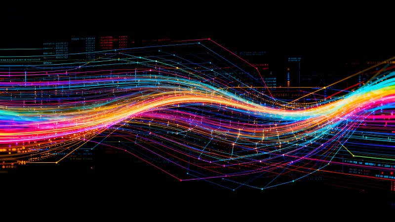 絢麗數據流動的抽象科技藝術-圖片