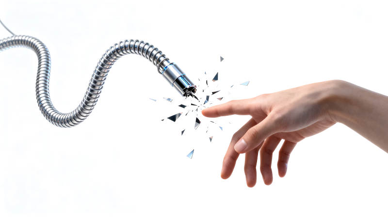 機械摧毀手觸碰的瞬間-圖片