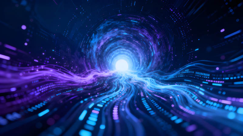 科技感藍色隧道數據流-圖片