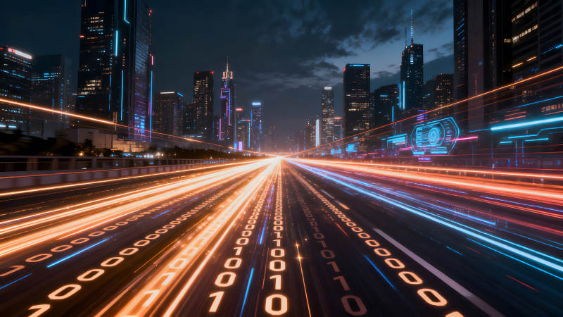 未来城市数据传输景象-图片