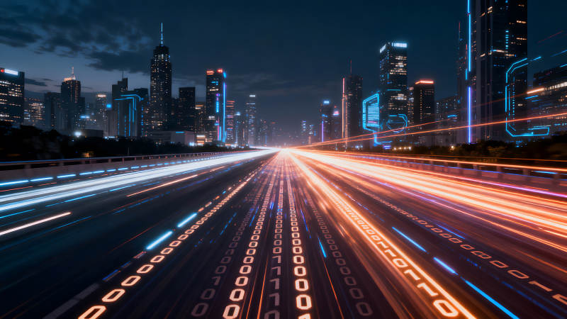 赛博朋克城市高速公路夜晚场景-图片