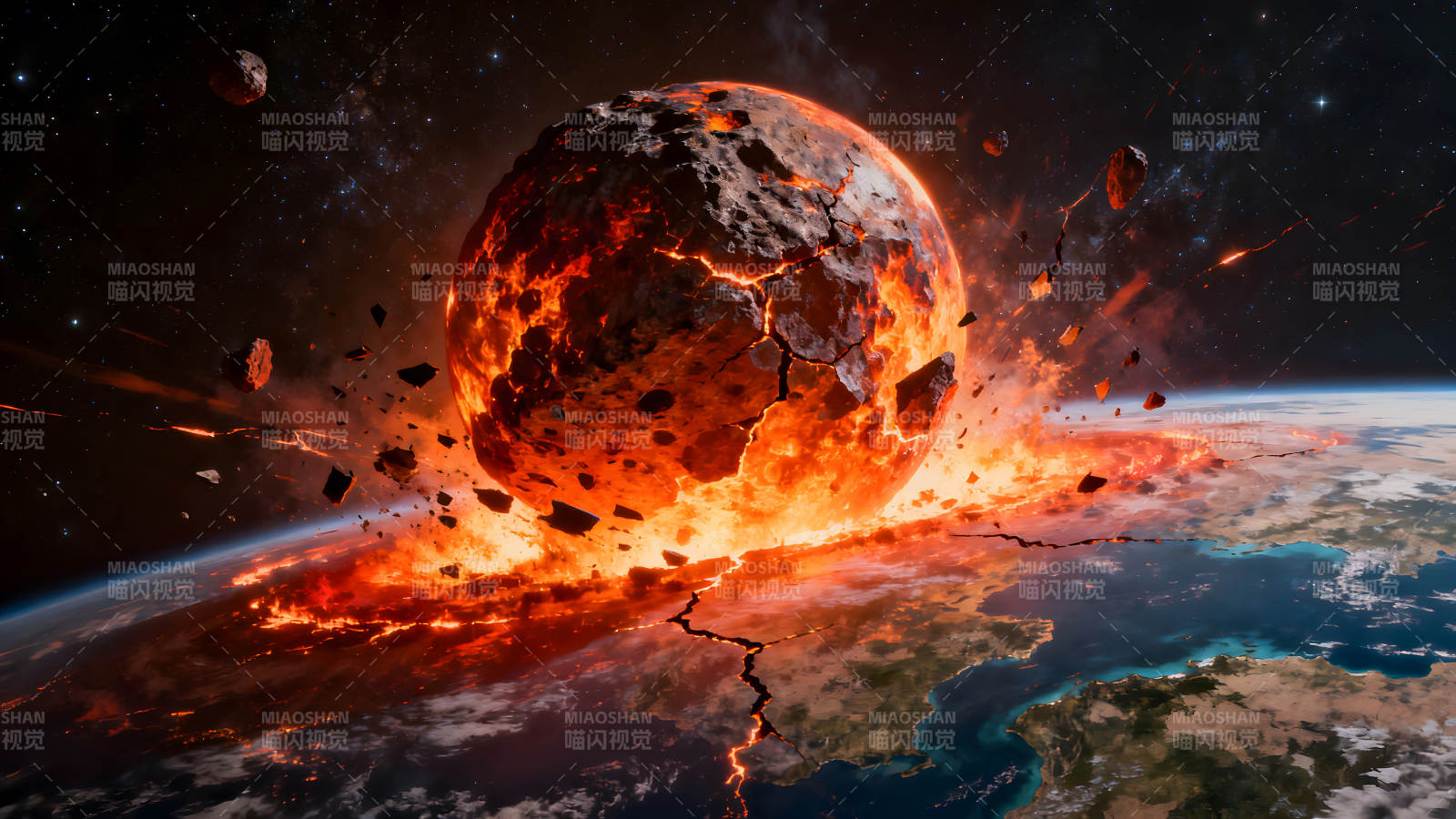 小行星撞擊地球場(chǎng)景-圖片