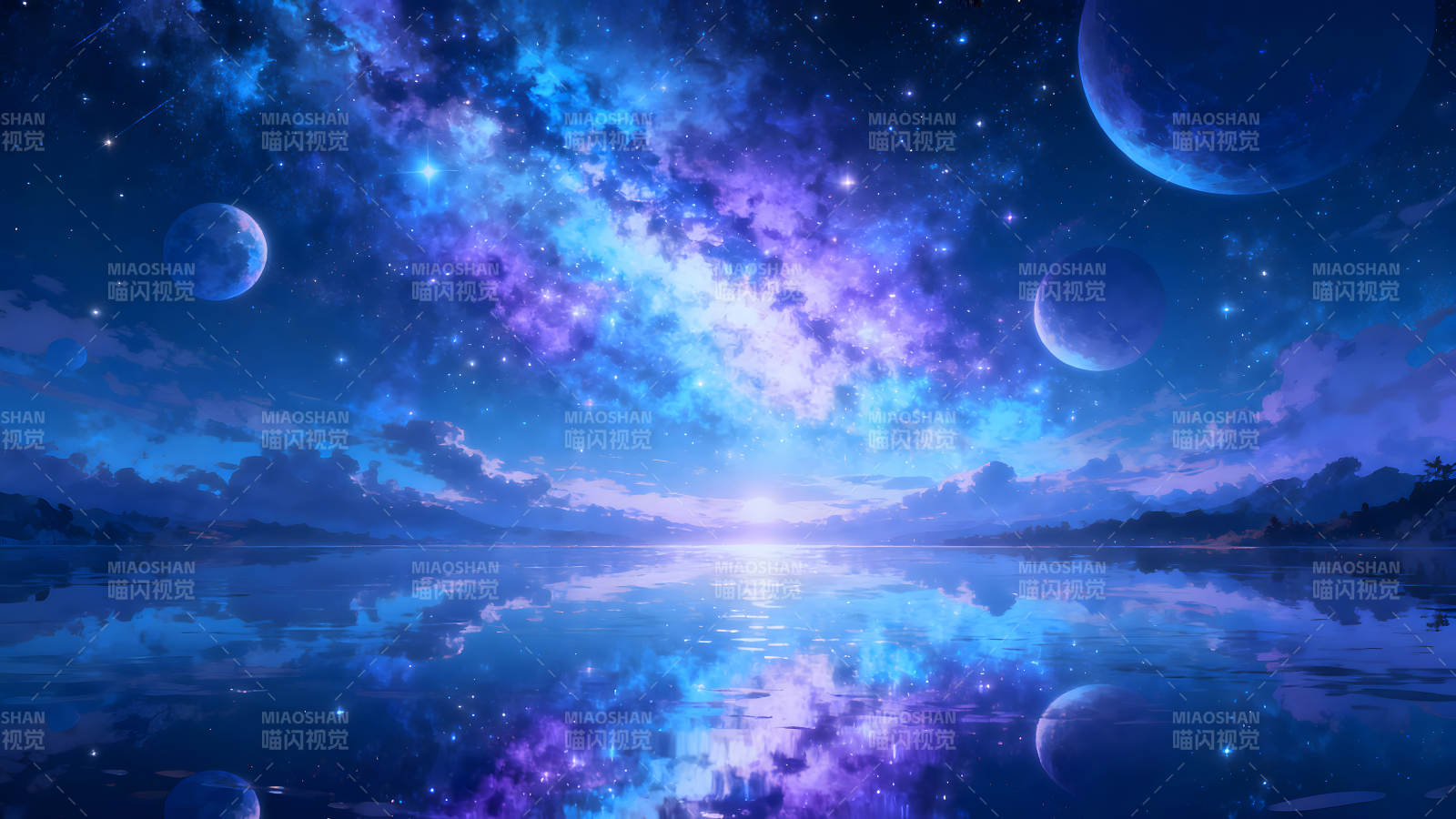 星空下的湖泊倒影着美丽的宇宙奇观图片