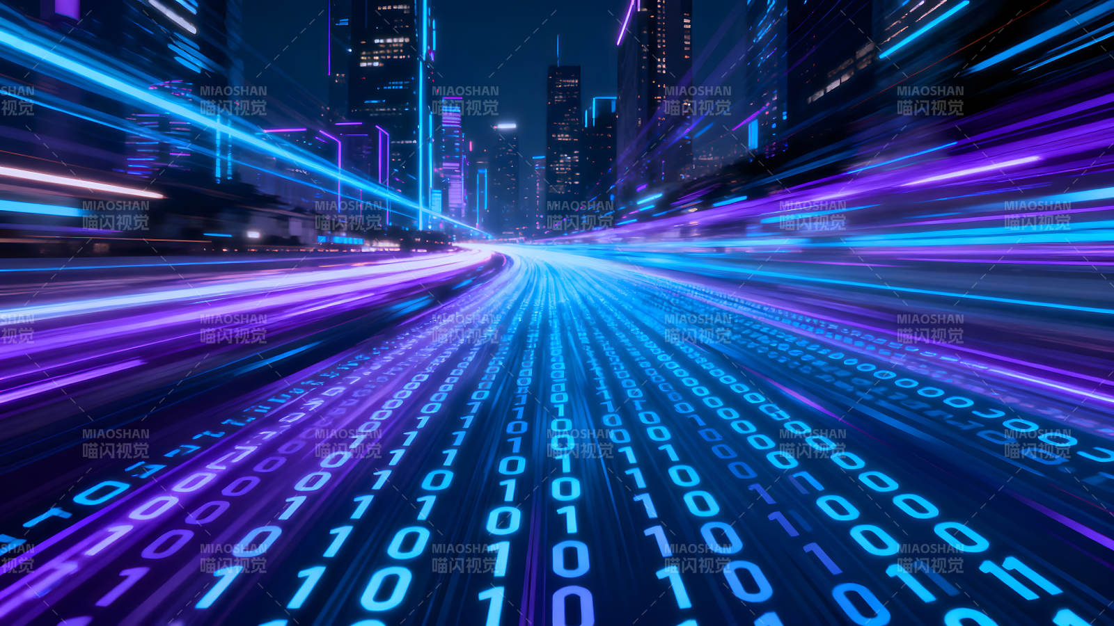 赛博朋克风格的城市数据流-图片