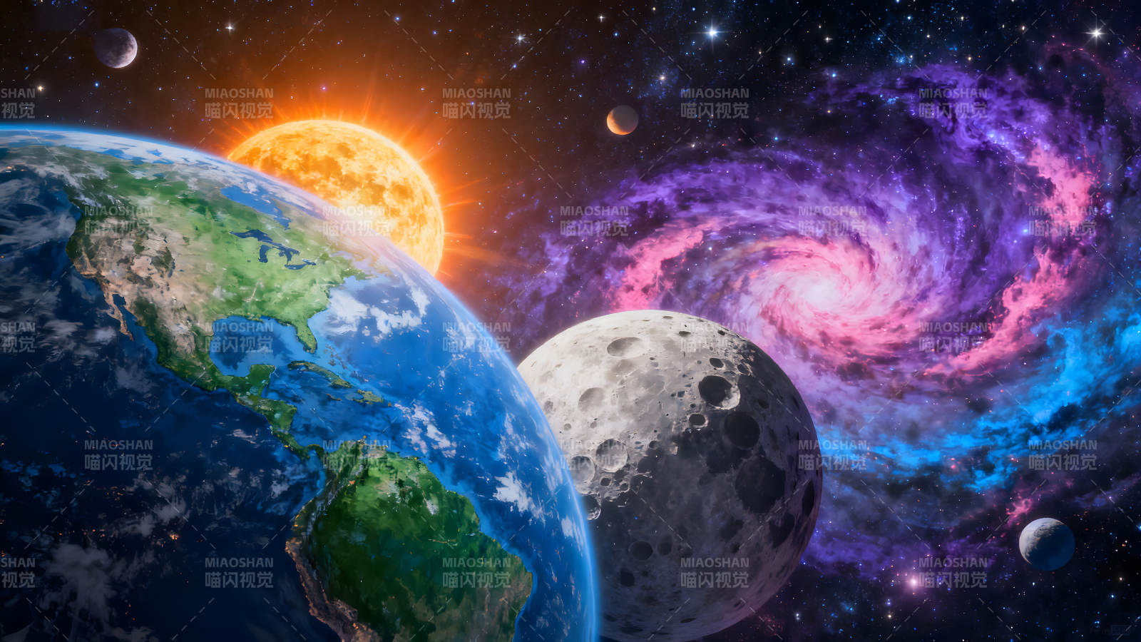 宇宙星球太陽銀河絢麗景象-圖片