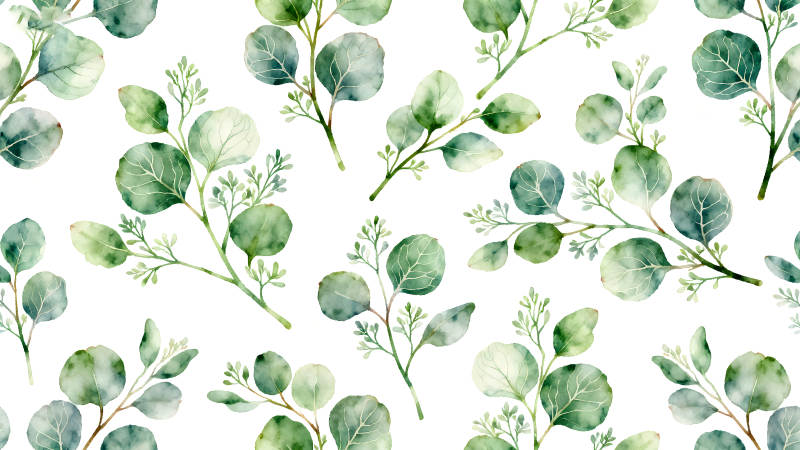 水彩桉樹葉圖案清新美麗-圖片