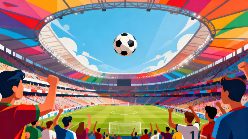 足球比赛现场观众欢呼雀跃-图片