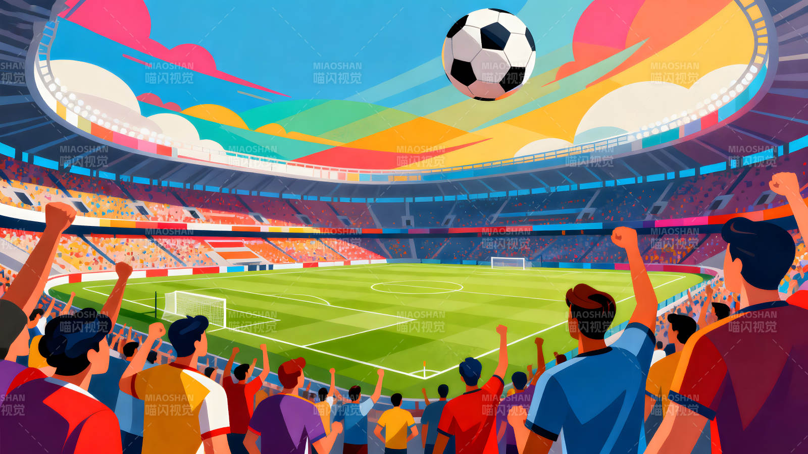 足球赛场激情澎湃观众欢呼-图片