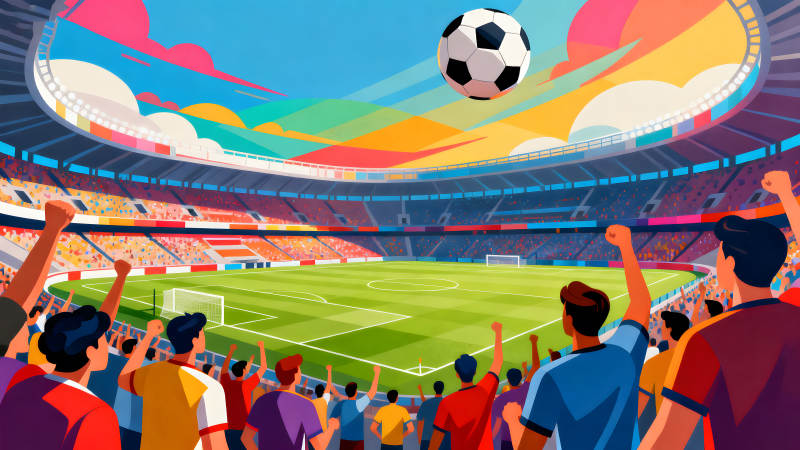 足球赛场激情澎湃观众欢呼-图片