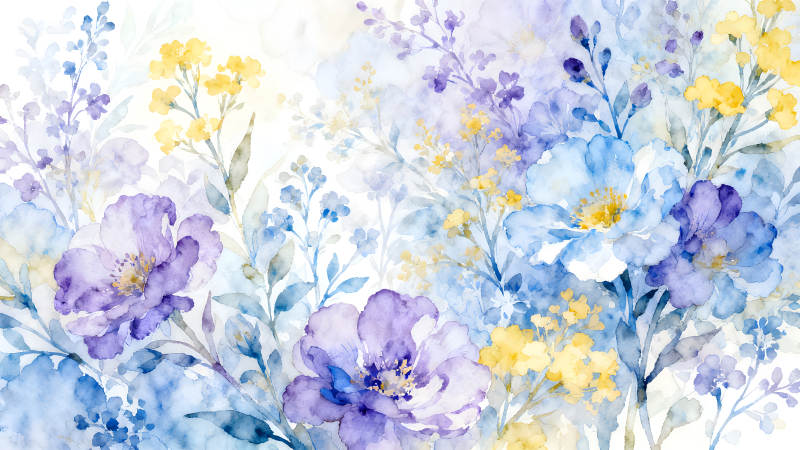 水彩风格的花卉图-图片